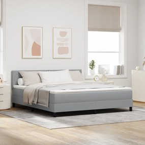 vidaXL Κρεβάτι Box Spring με Στρώμα & LED Ανοιχτό Γκρι 180x200 εκ. Ύφασμα