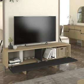 Έπιπλο τηλεόρασης Lava Megapap χρώμα rota oak - ανθρακί 150x35x51,3εκ. - GP042-0296,1