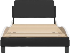 vidaXL Πλαίσιο Κρεβατιού Dover Μαύρο/Λευκό 100x200εκ.Συνθ. Δέρμα