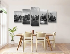 Εικόνα 5 τμημάτων μοναδική Νέα Υόρκη σε ασπρόμαυρο - 100x50