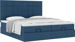 vidaXL Οθωμανικό κρεβάτι με στρώματα μπλε 200x200cm ύφασμα
