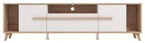 Έπιπλο Τηλεόρασης Orleans Artisan Oak - Λευκό - Λευκό Γυαλιστερό 189x40x52 εκ. 189x40x52 εκ.