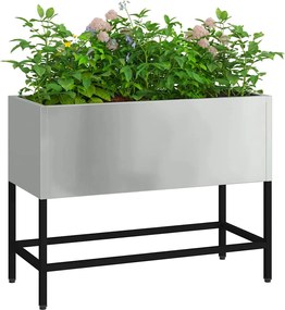 vidaXL Υψωμένη Γλάστρα Κήπου Ασημί 60 x 26 x 45 εκ