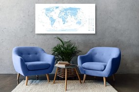 Εικόνα στο φελλό λεπτομερής παγκόσμιος χάρτης σε μπλε - 120x60