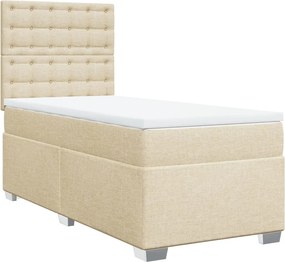 vidaXL Κρεβάτι Boxspring με Στρώμα Κρεμ 90x190 εκ.Υφασμάτινο