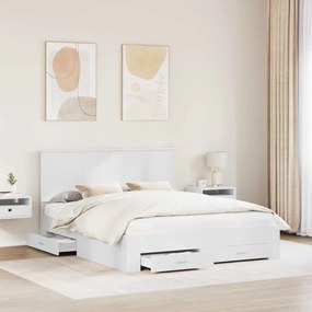 vidaXL Σκελετός Κρεβατιού Λευκό 160 x 200 cm Επεξεργασμένο ξύλο