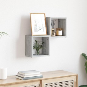 vidaXL Ράφια Cube Τοίχου 2 τεμ Γκρι Sonoma 26x15x26 εκ από Συνθετικό Ξύλο