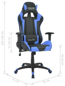 vidaXL Καρέκλα Γραφείου Racing Ανακλινόμενη Μπλε από Συνθετικό Δέρμα