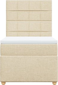 vidaXL Κρεβάτι Boxspring με Στρώμα Κρεμ 80 x 200 εκ. Υφασμάτινο