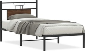 vidaXL Πλαίσιο Κρεβ. Χωρ. Στρώμα Καφέ Δρυς 90x200 εκ. Επεξ. Ξύλο