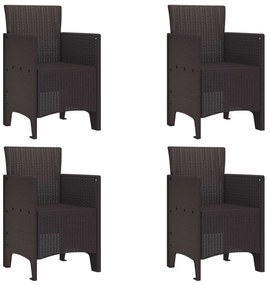 Καρέκλα Κήπου 4 pcs Καφέ 53 x 49 x 85 εκ. PP