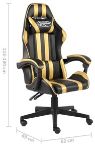 vidaXL Καρέκλα Racing Μαύρο / Χρυσό από Συνθετικό Δέρμα