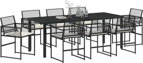 vidaXL Σέτ φαγητού για κήπο 9 pcs Μαύρο συνθετικό ρατάν