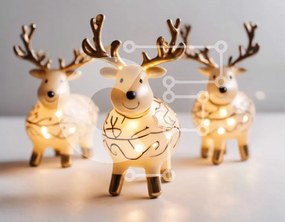 Intra Συλλεκτικό Ξύλινο Παζλ Plywood  4mm - Χρυσά ειδώλια ταράνδων σε λευκή επιφάνεια Σε Ξύλινο Κουτί - Διαστάσεις: 10x10 cm – 25 κομμάτια