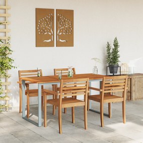 vidaXL Τραπέζι Εξωτερικού Χώρου Γκρι 160x80x75 εκ. Χάλυβας & Στερεό Ξύλο Ακακίας
