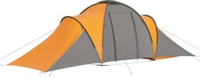 vidaXL Σκηνή Camping 6 Ατόμων Γκρι / Πορτοκαλί