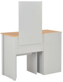 vidaXL Μπουντουάρ με Καθρέφτη και Σκαμπό Γκρι 104 x 45 x 131 εκ.
