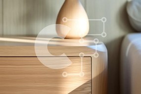 Intra Συλλεκτικό Ξύλινο Παζλ Plywood 4mm - Κοντινό πλάνο ενός ξύλινου κομοδίνου με βάζο Σε Ξύλινο Κουτί - Διαστάσεις Puzzle: 10x10 cm – 25 κομμάτια