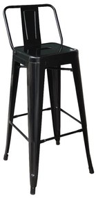 RELIX Σκαμπό Bar-Pro με Πλάτη, Μέταλλο Βαφή Μαύρο -  43x43x76/100cm