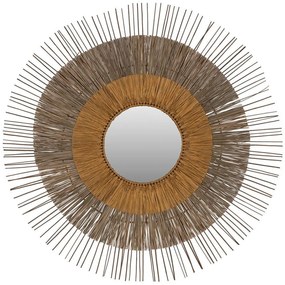 Καθρέπτης HM7798 Με Πλαίσιο Mendong Grass Φ105cm Natural-Gold Γυαλί,Seagrass