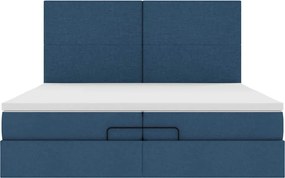 vidaXL Οθωμανικό κρεβάτι με στρώματα μπλε 200x200cm ύφασμα
