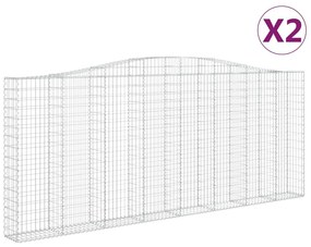 vidaXL Συρματοκιβώτια Τοξωτά 2 τεμ. 400x30x160/180 εκ. Γαλβαν. Ατσάλι