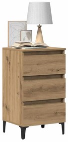 vidaXL Ντουλάπι κρεβατιού με μεταλλικά πόδια Artisan Oak 40x35x69 cm