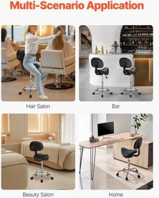 VEVOR Saddle Stool Swivel Stool with Backrest PU Leather Height Adjustable Black