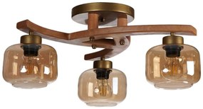 Φωτιστικό Οροφής - Πλαφονιέρα 534LUN5908 56x29cm 3xE27 40W Walnut-Honey Opviq