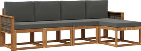 vidaXL Σειρά Καναπέ Εξωτερικού 5 pcs Φυσικό και Ανθρακί Πολυεστέρας