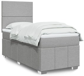 vidaXL Κρεβάτι Boxspring με Στρώμα Ανοιχτό Γκρι 100x200 εκ. Υφασμάτινο