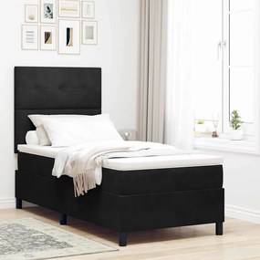 vidaXL Κρεβάτι Box Spring  με Στρώμα Μαύρο 80x200 εκ. Βελούδο