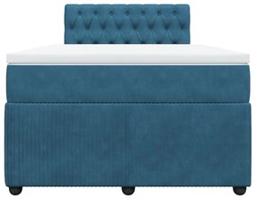 Κρεβάτι Boxspring με Στρώμα Μπλε 120x200 εκ. Βελούδινο - Μπλε