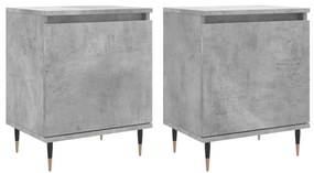 vidaXL Κομοδίνα 2 τεμ. Γκρι Σκυρ. 40x30x50 εκ. από Επεξεργασμένο Ξύλο