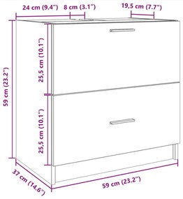 Ντουλάπι Νιπτήρα Grey Sonoma 59x37x59 εκ. Επεξεργασμένο Ξύλο - Γκρι