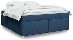 vidaXL Κρεβάτι Boxspring με Στρώμα Μπλε 180x200 εκ. Υφασμάτινο