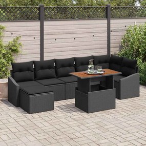 vidaXL Σετ Καναπέ Κήπου 8 pcs Μαύρο και Καφέ