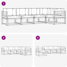 vidaXL Σειρά Καναπέ Εξωτερικού 4 pcs Λευκό και Μπεζ Πολυεστέρας