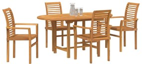 vidaXL Σέτ φαγητού για κήπο 5 pcs Καφέ Μασίφ ξύλο teak