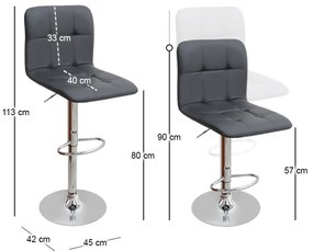 Σκαμπό μπαρ Carmelo Megapap με ρυθμιζόμενο ύψος PU μαύρο - βάση χρωμίου 45x42x90/113εκ.