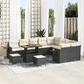 vidaXL Σετ Καναπέ Κήπου 12 pcs Μαύρο συνθετικό ρατάν