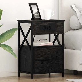 vidaXL Κομοδίνο Μαύρη δρυς 40 x 31 x 60 εκ. Επεξεργασμένο ξύλο