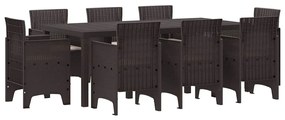 vidaXL Σέτ φαγητού για κήπο 9 pcs Καφέ Rattan Polt