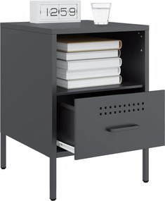 vidaXL Κομοδίνο Ανθρακί 36x39x50,5 εκ. από Χάλυβα