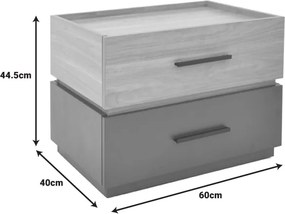 Κομοδίνο Sonlen pakoworld mdf σε sonoma-ανθρακί απόχρωση 60x40x44.5εκ