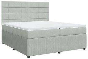 vidaXL Κρεβάτι Boxspring με Στρώμα Ανοιχτό Γκρι 200x200 εκ. Βελούδινο