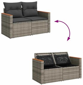 vidaXL 9 τεμαχίων σετ καναπέδες κήπου με μαξιλάρια Γκρι Ακακία