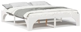 vidaXL Κρεβάτι δαπέδου Λευκό 180 x 200 cm Μασίφ ξύλο πεύκου