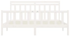 Πλαίσιο Κρεβατιού Λευκό 200 x 200 εκ. από Μασίφ Ξύλο Πεύκου - Λευκό