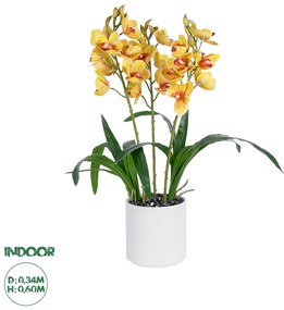 21401 GloboStar®  Artificial Garden YELLOW CHERRY CUMBIDIUM 21401 Διακοσμητικό Φυτό Κίτρινο Κυμβίδιο Υ60cm